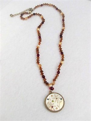 MOP Pendant Crystal Necklace  by Liz Claiborne