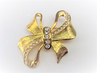 Gold Crystal Bow Brooch  by Lady Remington