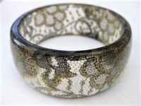 Gold & Black Lace Lucite Bangle