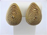 Large Gold Teardrop Clip Earrings