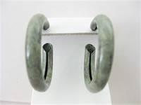 Large Green Hoop Pierced Earrings