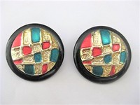 Large Button Statement Clip Earrings