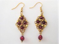 Deep Red Crystal Drop Earrings