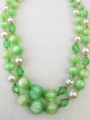 Green Double-Strand Choker Necklace  by Lisner