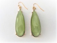 Long Teardrop Sage Green Pierced Earrings