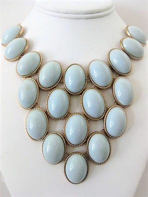 Light Aqua Blue Bib Choker Necklace  by Aldo