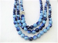 Triple Strand Draping Blue Necklace