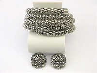 Silver Marcasite-look Bracelet Earrings Set