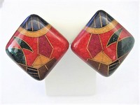 Mod Square Mosaic Clip Earrings