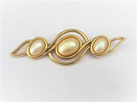 Long Gold Pearl Pin  by Monet