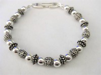 Two-Tone Silver Beaded Bracelet   by Napier