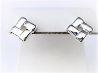 Silver Square Weave Pierced Earrings   by Napier