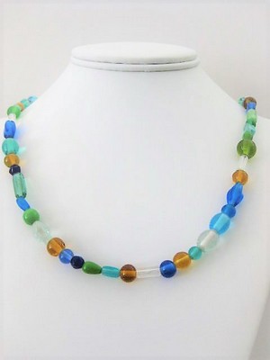 Ocean Glass Beaded Long Necklace