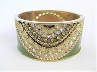 Olive Green Fancy Hinge Bangle Bracelet