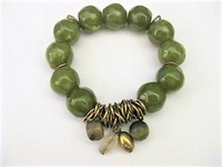 Olive Green Bauble Stretch Bracelet