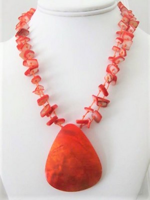 Bold Orange Shell Necklace  by Coldwater Creek