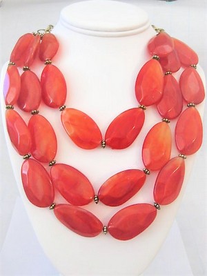 Chunky Orange Red Statement Necklace