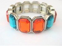 Orange & Turquoise Stretch Bangle Bracelet