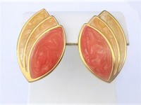 Orange and Yellow Fan Earrings