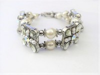 Silver & Pearl Sparkle Linked Bracelet