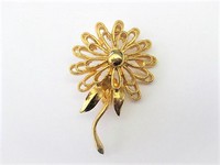 Gold Lacey Flower Pin  by Pell