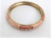 Two-Tone Pink Rhinestone Bangle Bracelet