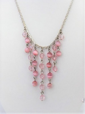 Pink Beaded Drape Necklace