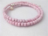 Pink Bead Wire Wrap Bracelet