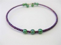 Purple & Green Bead Thin Bangle