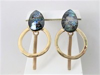 Gold Abalone Statement Earrings  by RLM