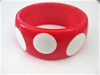 Red & White Dots Bangle Bracelet