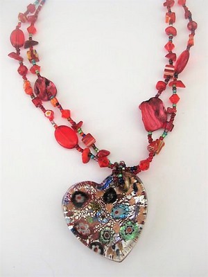 Glass Mosaic Heart Necklace