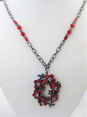 Red Iridescent Crystal Necklace