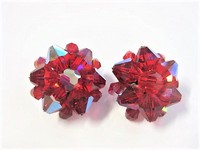 Red Crystal AB Cluster Clip Earrings