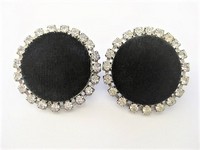 Black Velveteen Rhinestone Earrings