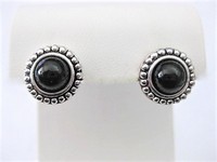 Black & Silver Stud Pierced Earrings  by Roman