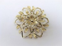 Gold Flower Blossom Brooch Pin   by Sarah Coventry