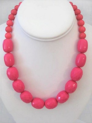 Bright Pink Beaded Necklace