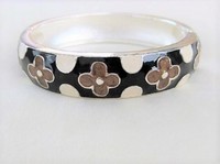 Brown Pop Flower Hinge Bangle Bracelet