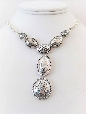 Silver Oval Drop Necklace  by Napier