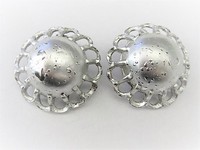 Silver Matte Button Clip Earrings