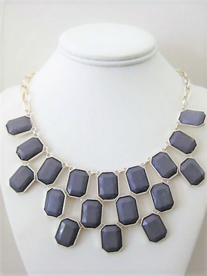 Heather Blue Cabachon Statement Necklace