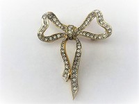 Ribbon Bow Rhinestone Pin  by Sphinx