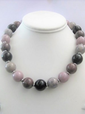 Black & Taupe Beaded Necklace