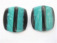 Turquoise & Black Square Mod Earrings