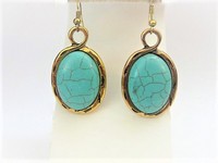 Antique Gold & Turquoise Drop Earrings