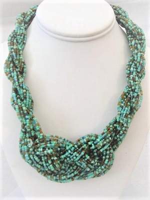 Turquoise Beaded Braided Necklace