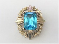 Glass Turquoise Retro Brooch