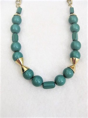 Turquoise and Gold Retro Bead Necklace