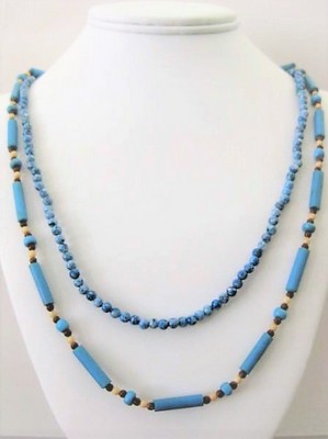 Long African Turquoise and Glass Beaded Necklace Set